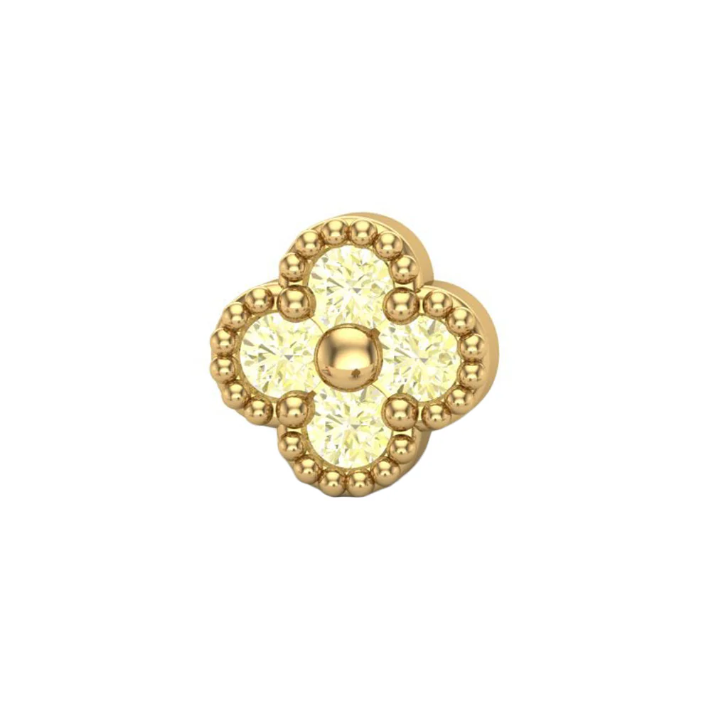 Small Clover Threaded End in Gold with CZ's - Image 12