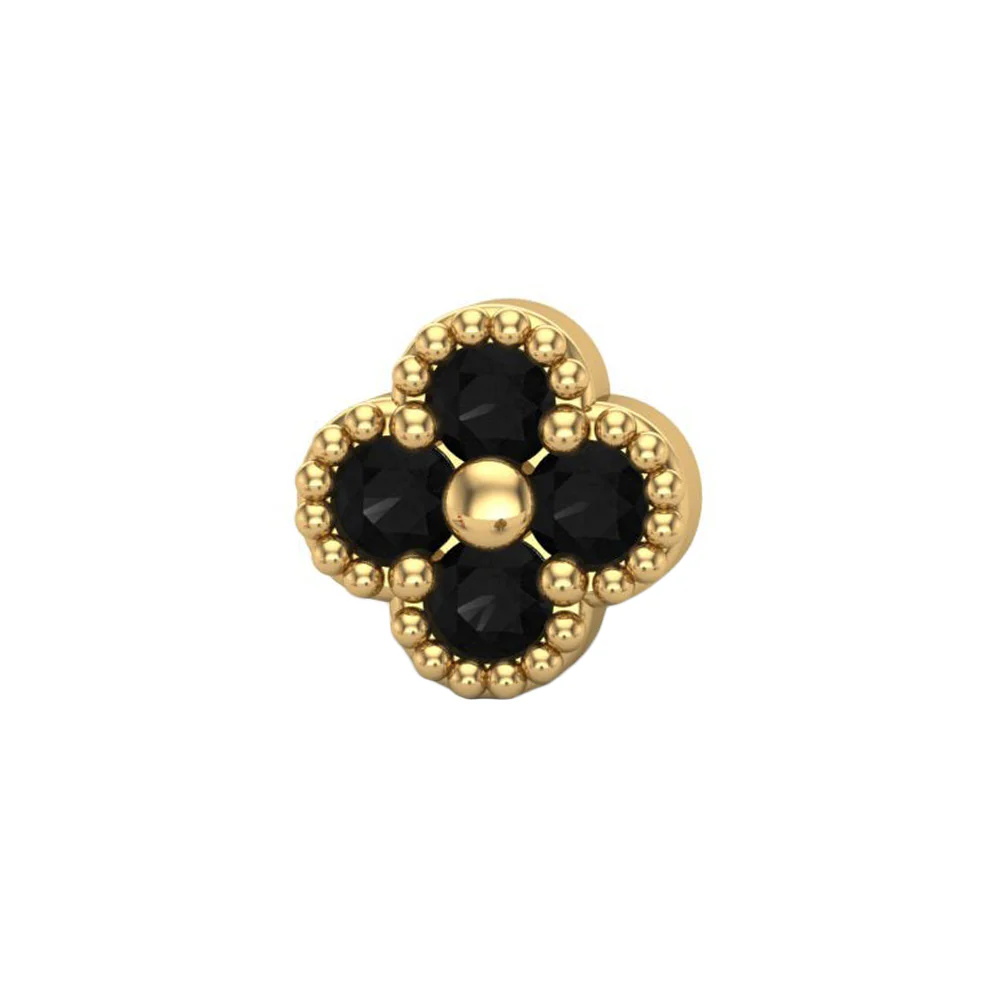 Small Clover Threaded End in Gold with CZ's - Image 5