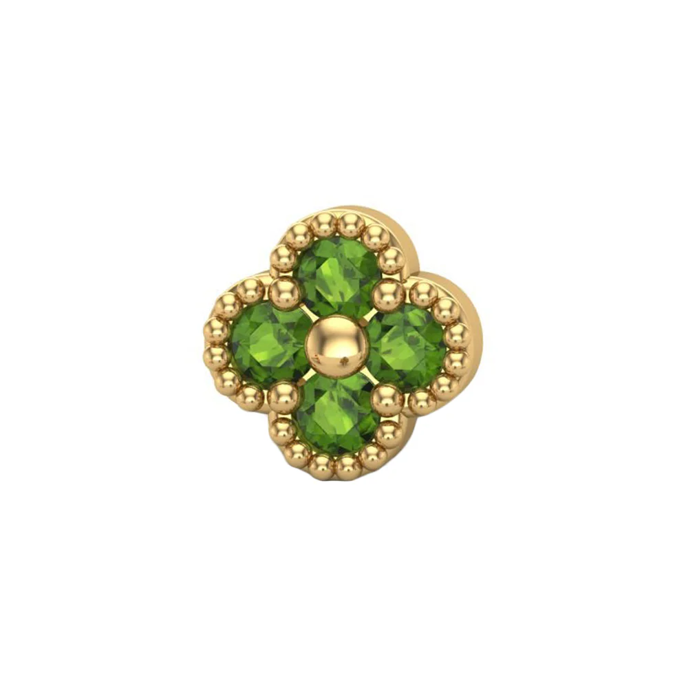 Small Clover Threaded End in Gold with CZ's - Image 7