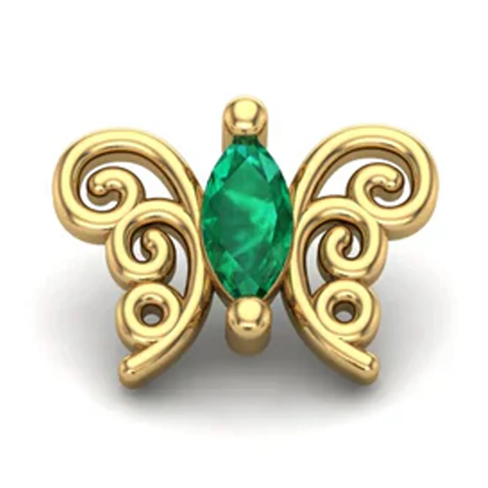 "Floaty" Butterfly Threaded End in Gold with CZ - Image 3
