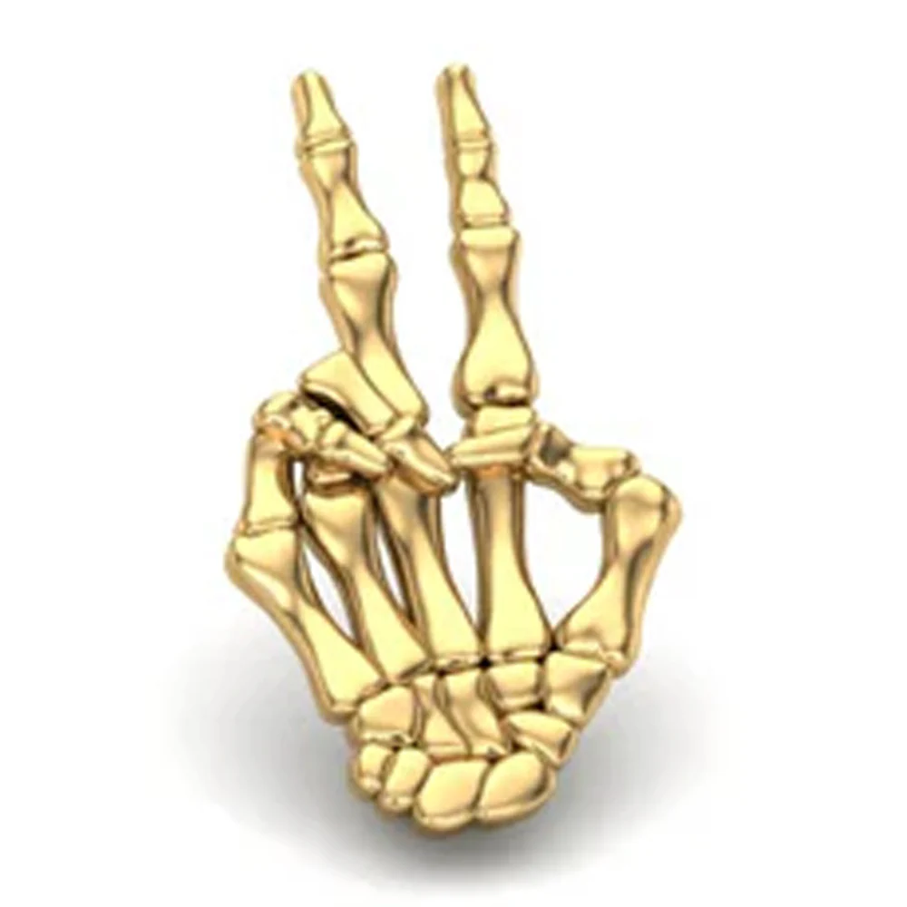 Peace Skeletal Hand Threaded End in Gold - Image 3