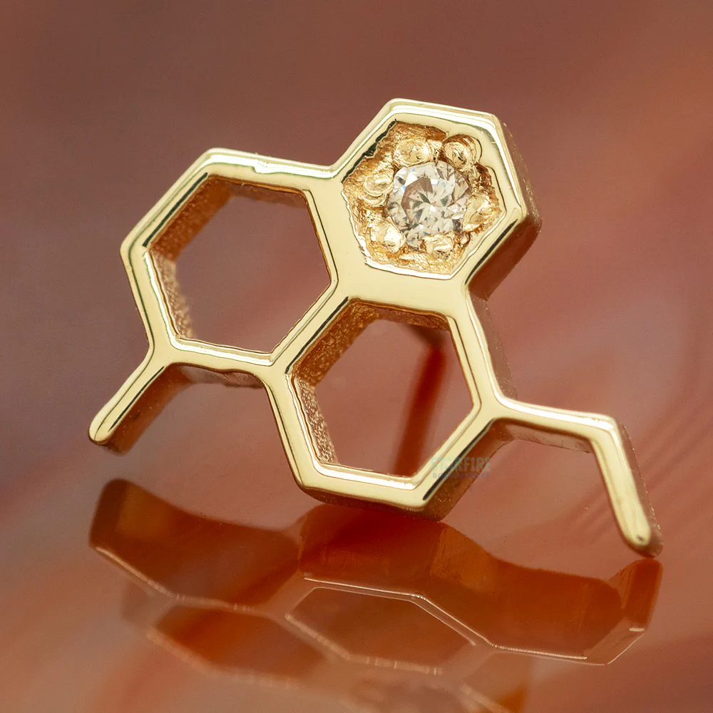 threadless: Big Honeycomb End in Gold with CZ