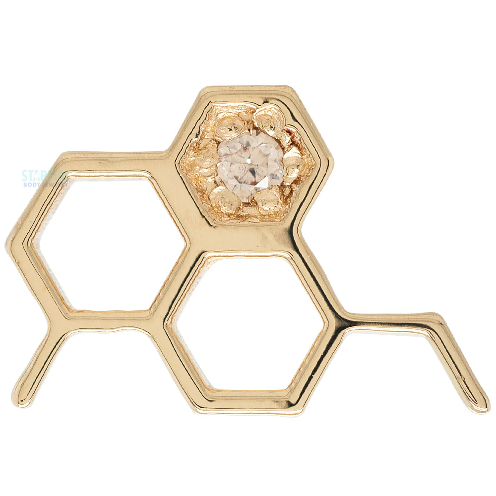 threadless: Big Honeycomb End in Gold with CZ - Image 10
