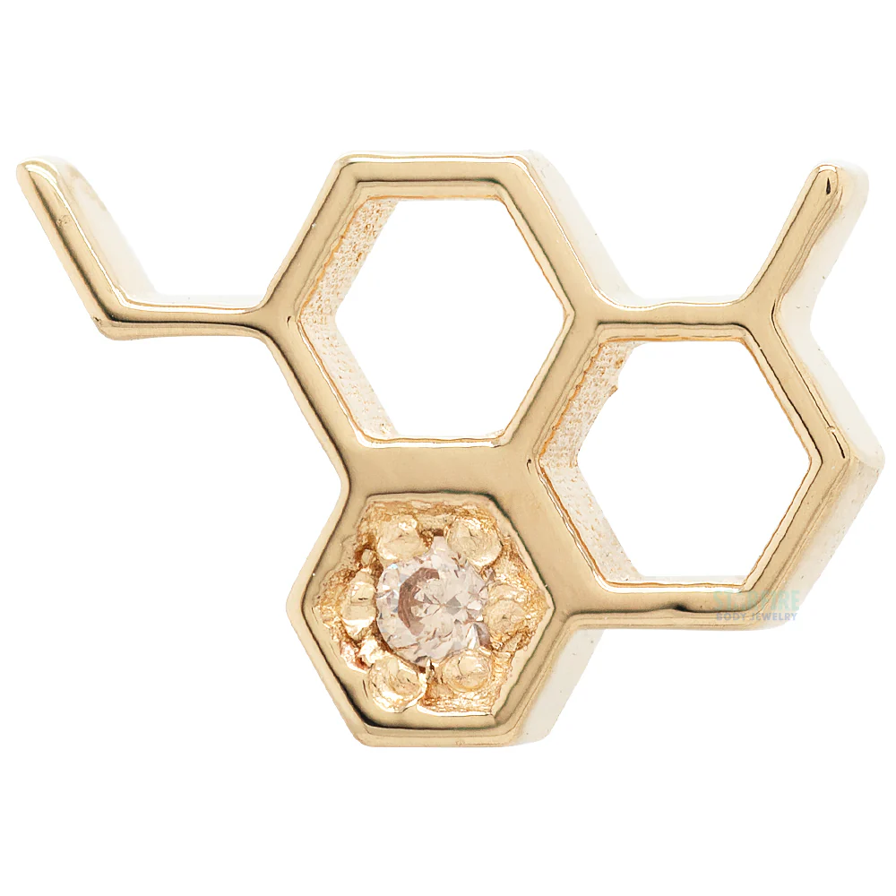threadless: Big Honeycomb End in Gold with CZ - Image 2