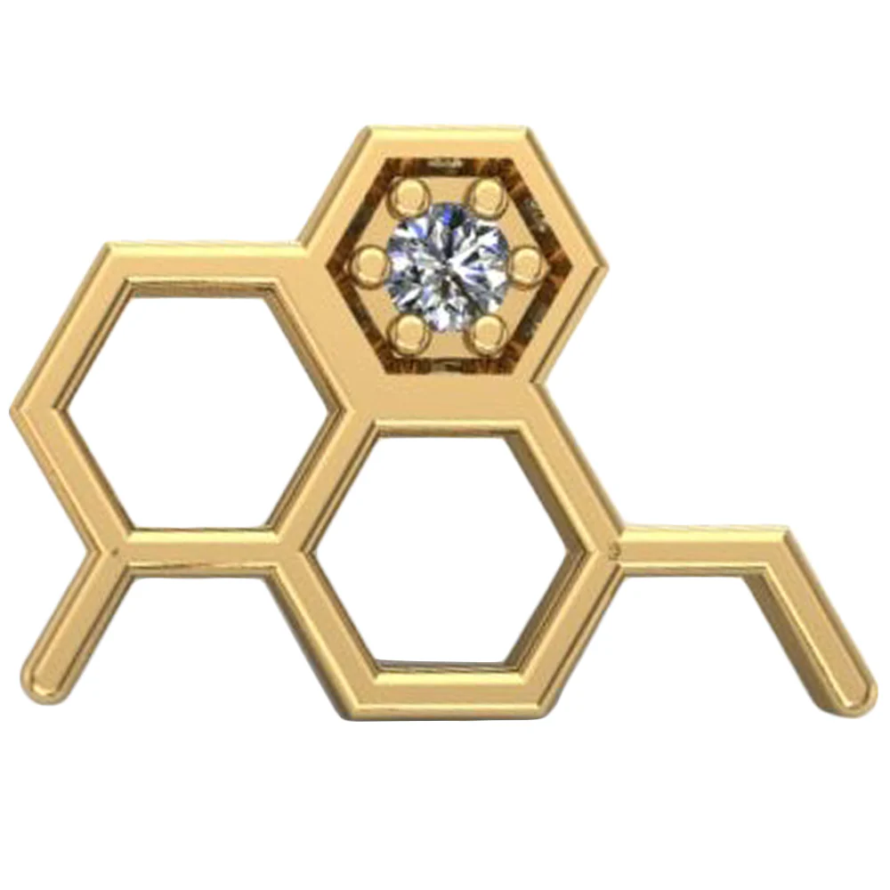threadless: Big Honeycomb End in Gold with CZ - Image 3