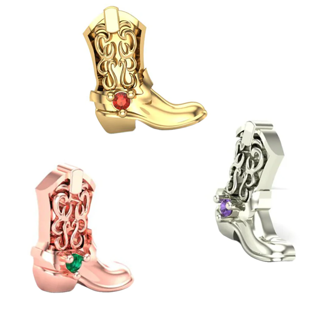 threadless: Cowboy Boot End in Gold with Gemstone