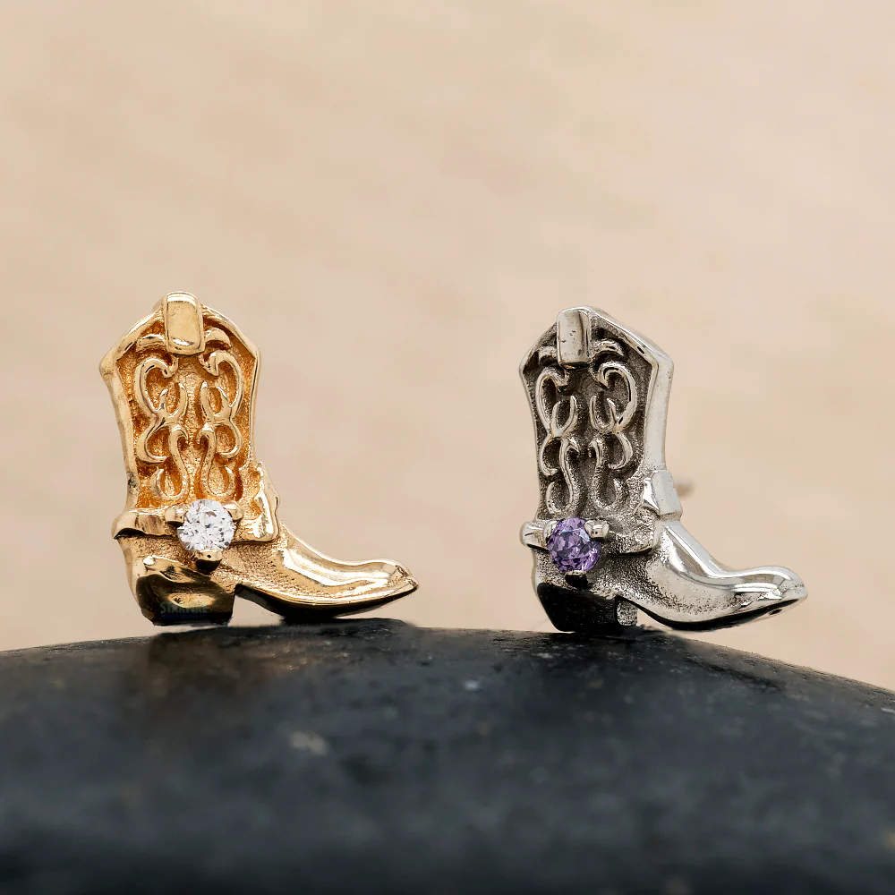 threadless: Cowboy Boot End in Gold with Gemstone - Image 2