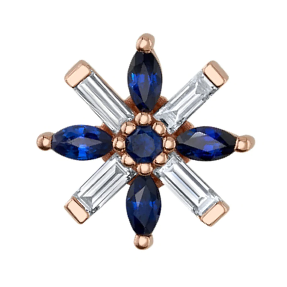 "Nayru" Threaded End in Gold with Diamond & Blue Sapphires - Image 2