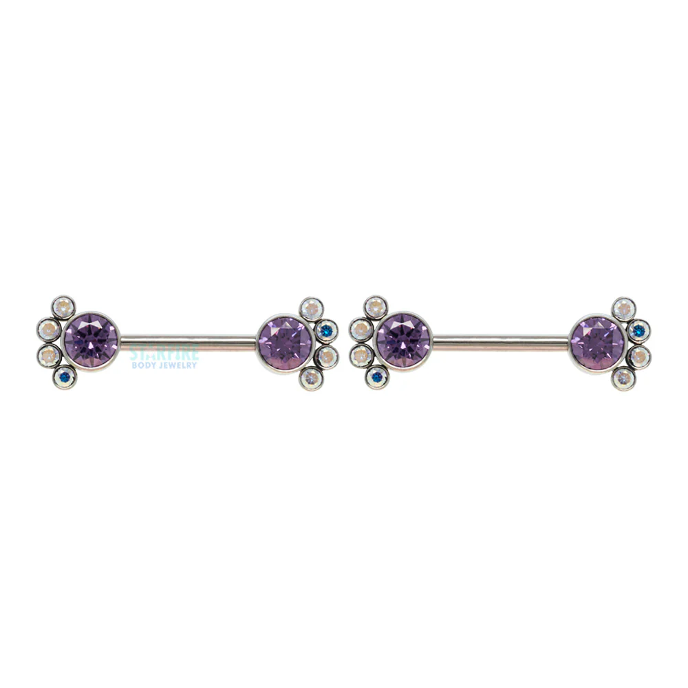 NB8T 'Bijoux' Faceted Gems Side-Set Nipple Barbells - custom color combo - Image 4