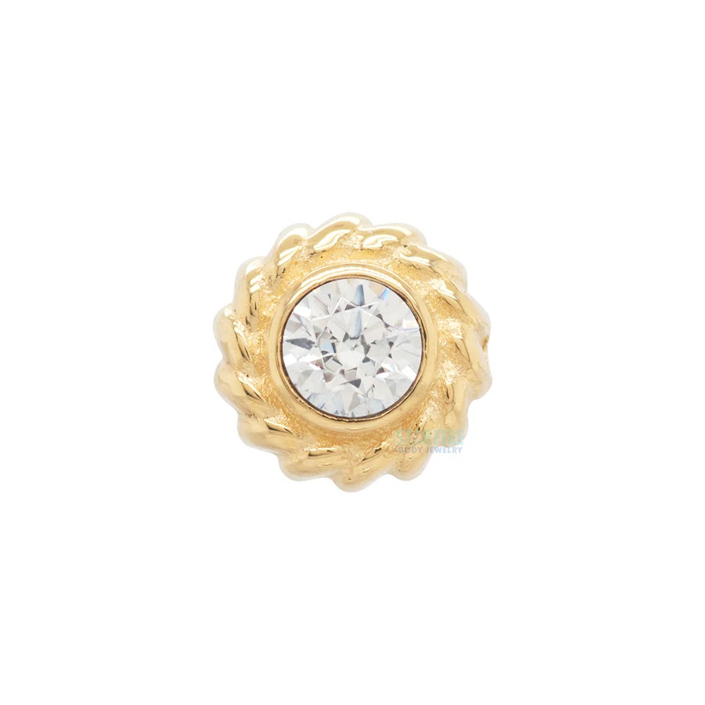 "Nusura" Threaded End in Yellow Gold with 2mm Brilliant-Cut Gem - Image 3