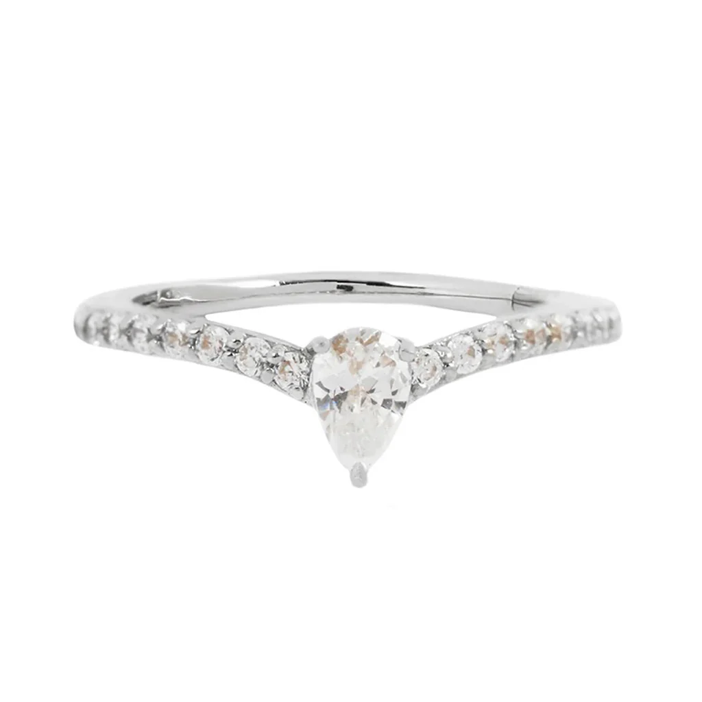 "Nyx" Hinge Ring / Clicker in Gold with CZ's - Image 4