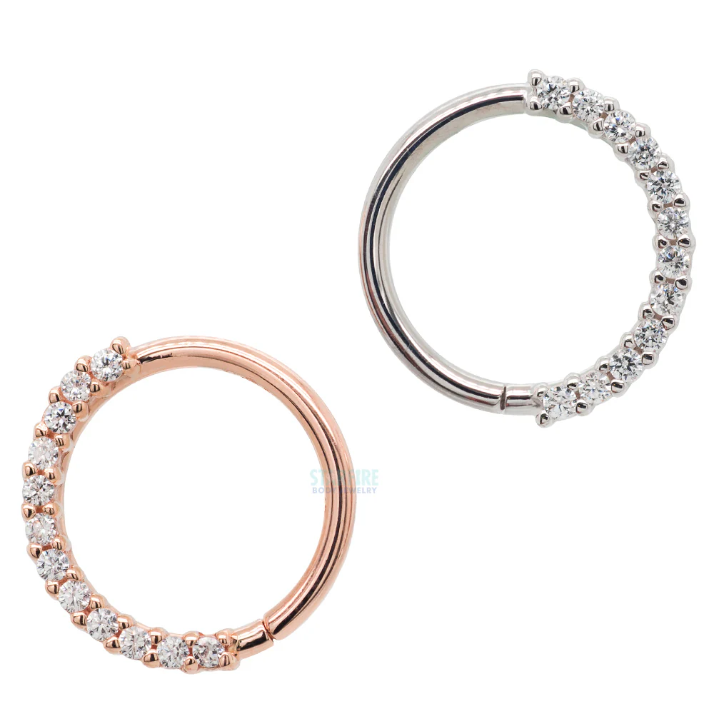 Gem "Oaktier" Seam Ring in Gold with White CZ's