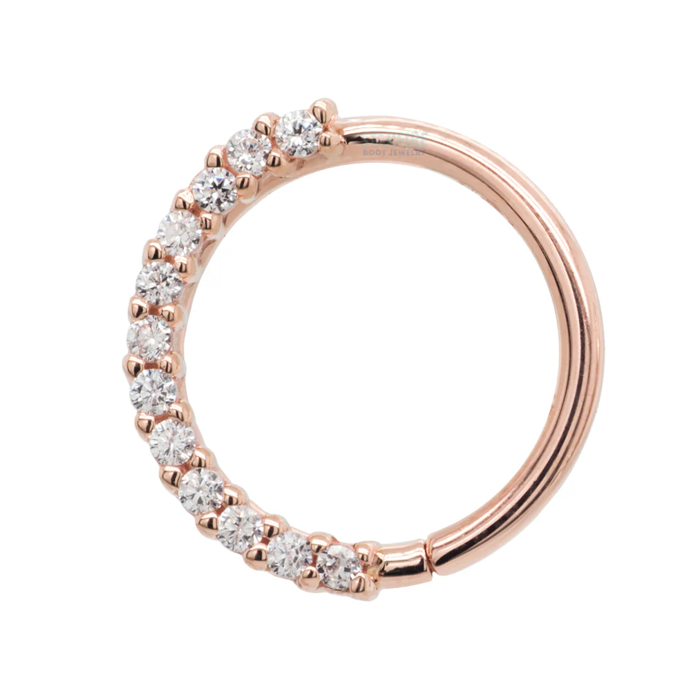 Gem "Oaktier" Seam Ring in Gold with White CZ's - Image 6