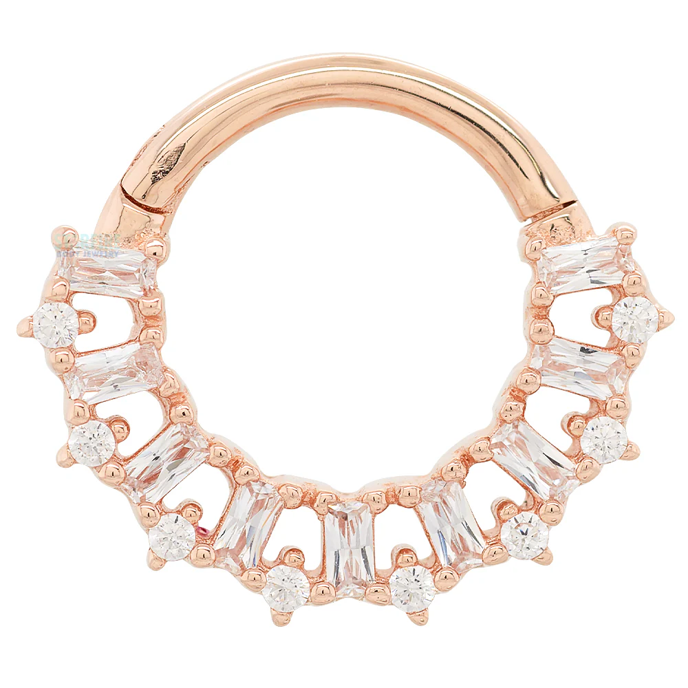"Obsessed" Hinge Ring / Clicker in Gold with CZ's - Image 5