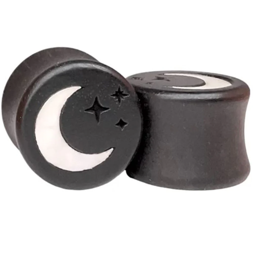 Crescent Moon Wood Inlay Plugs