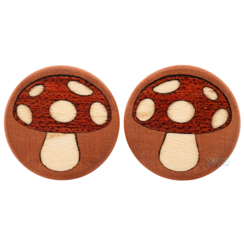 Mushroom Wood Inlay Plugs