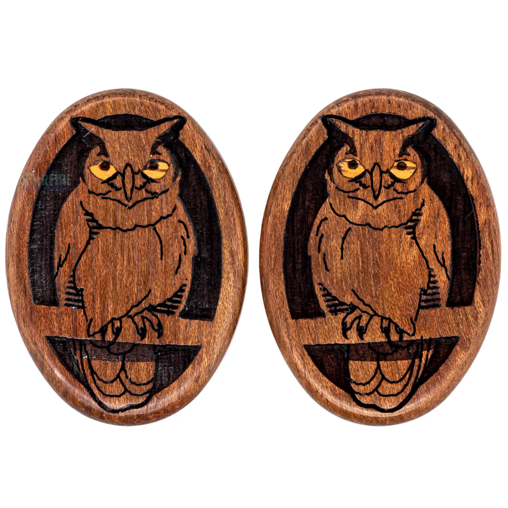 Owl Wood Oval Plugs - Image 2