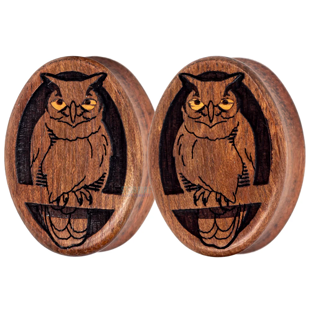 Owl Wood Oval Plugs - Image 3