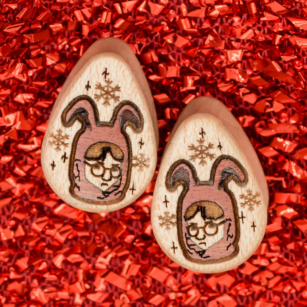 "Ralphie" Wood Teardrop Inlay Plugs - Image 2