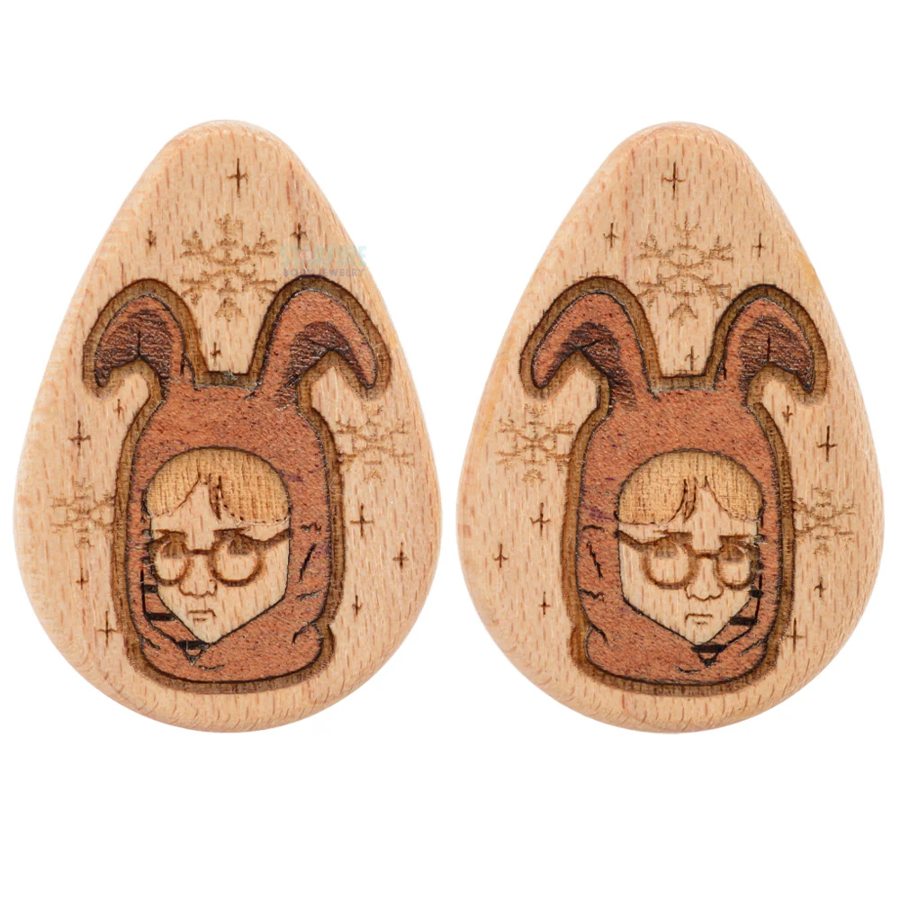 "Ralphie" Wood Teardrop Inlay Plugs - Image 4