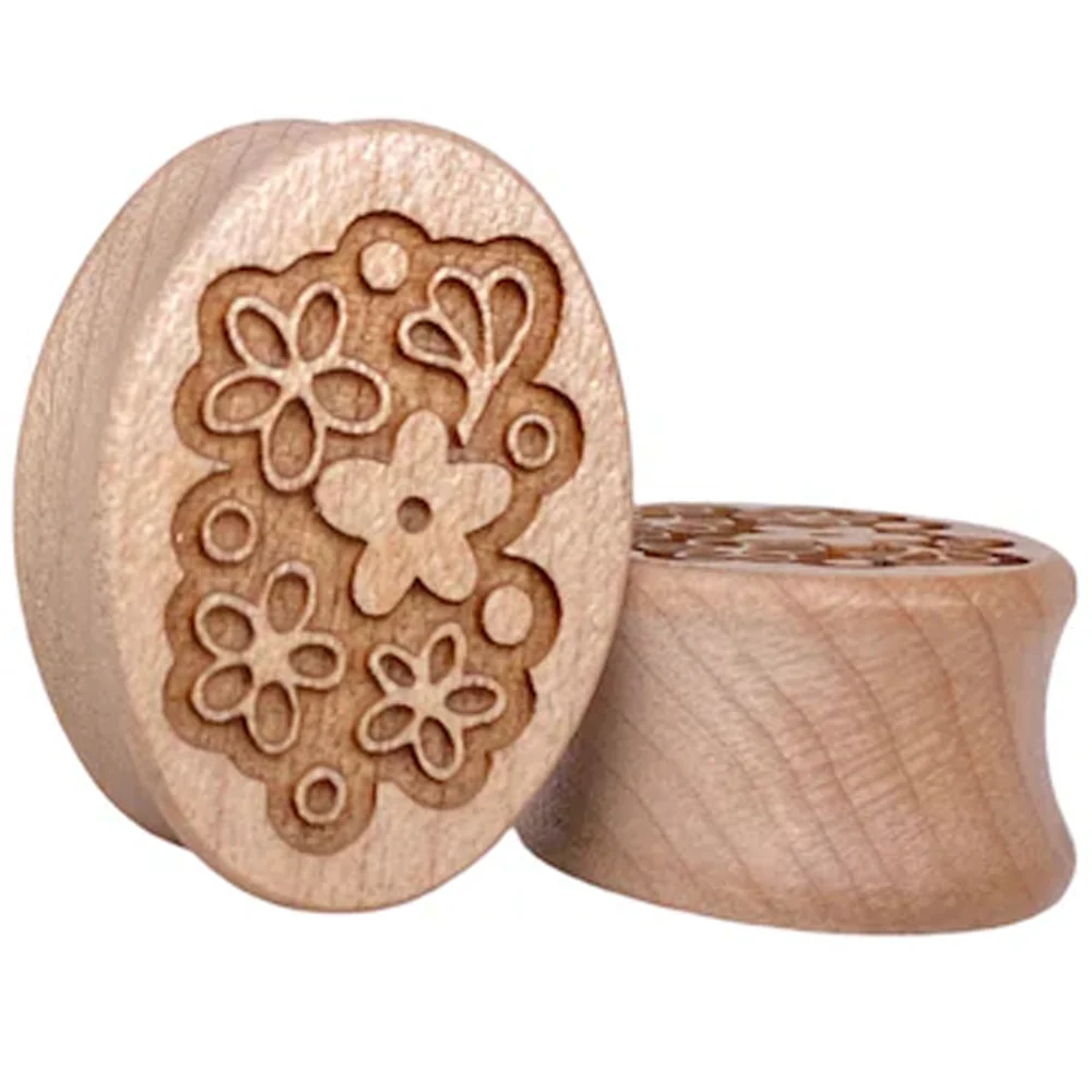 Retro Flora Wood Oval Plugs - Image 2