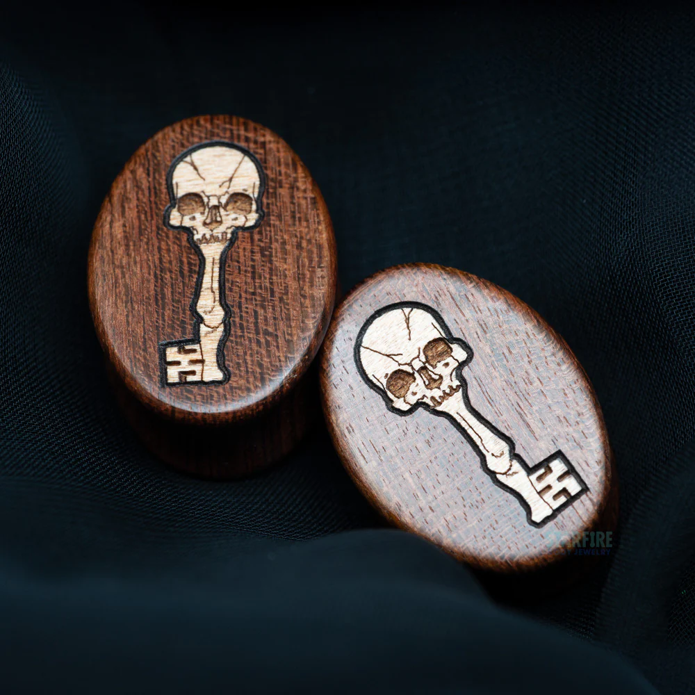 "Skull Key" Wood Oval Inlay Plugs - Image 2