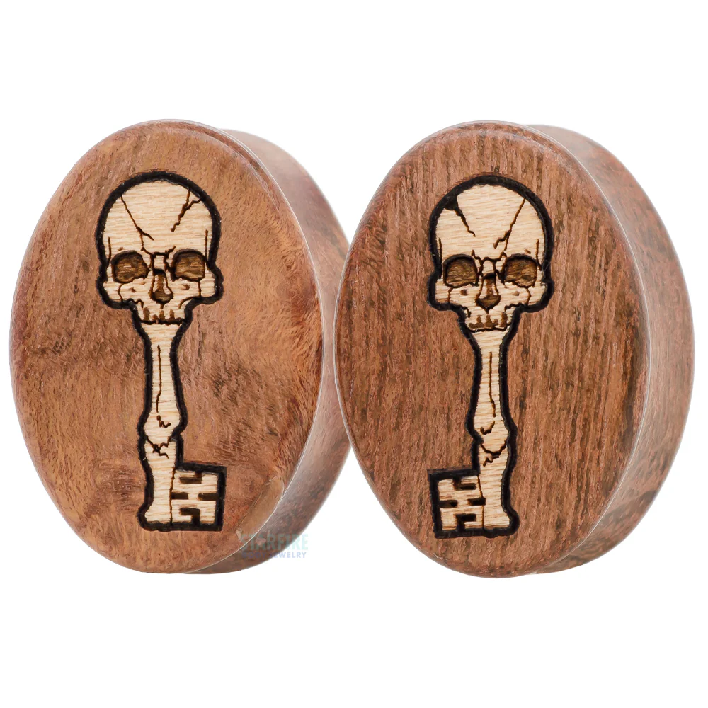 "Skull Key" Wood Oval Inlay Plugs - Image 3