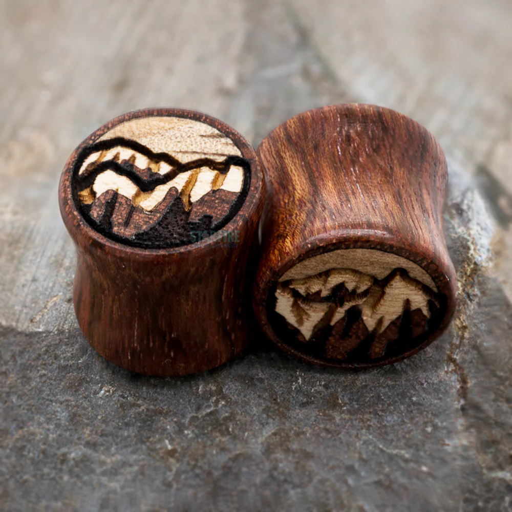 Winter Mountain Range Wood Inlay Plugs - Image 2