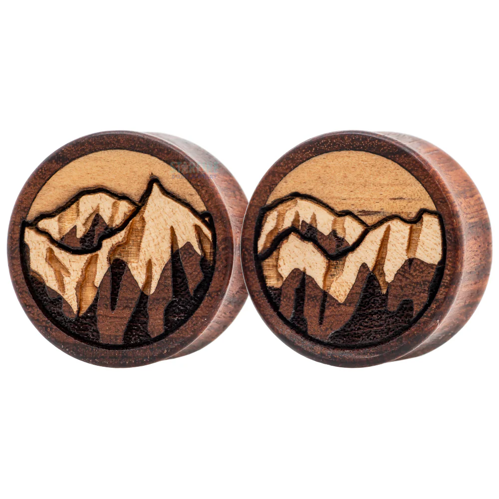 Winter Mountain Range Wood Inlay Plugs - Image 3