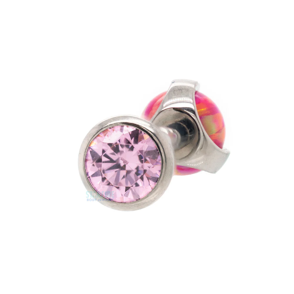 Faceted Gem & Opal Ball in Prongs Tongue Barbell - custom color combos - Image 10