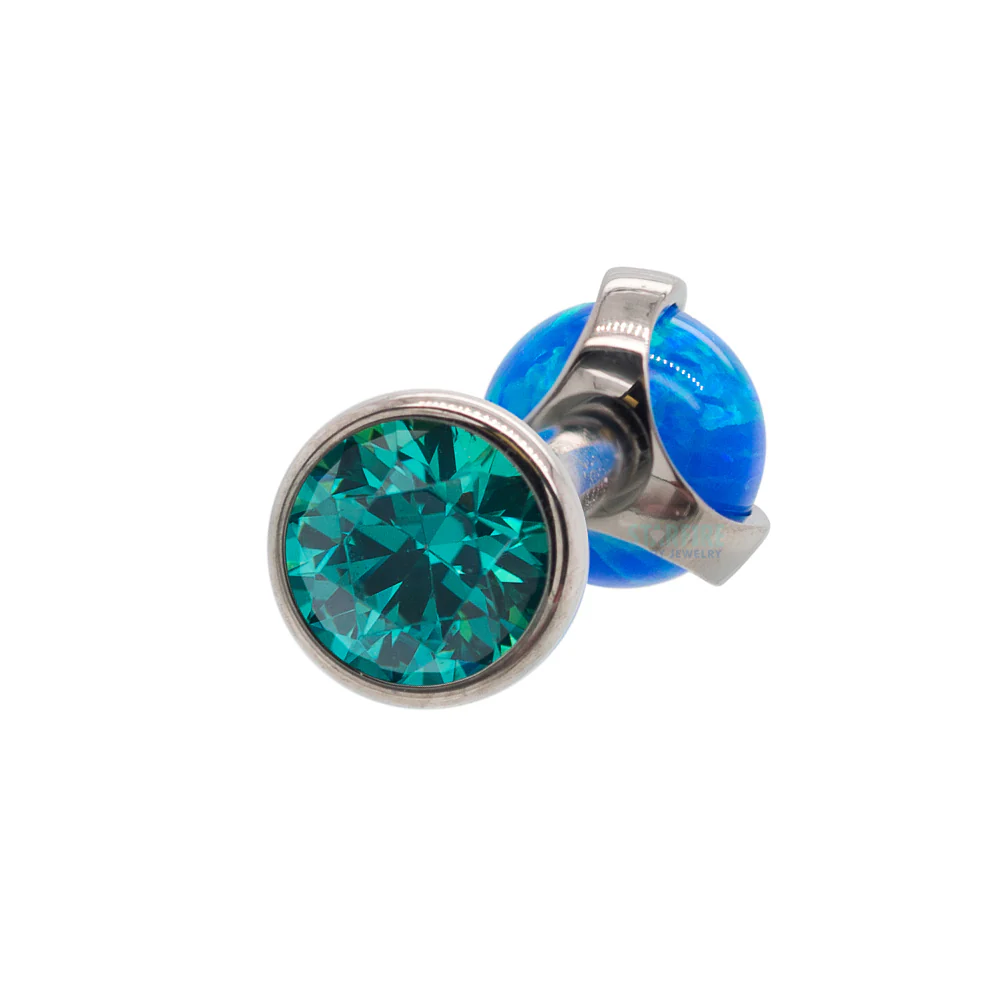 Faceted Gem & Opal Ball in Prongs Tongue Barbell - custom color combos - Image 11