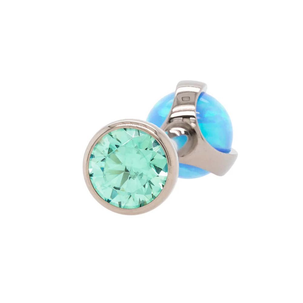 Faceted Gem & Opal Ball in Prongs Tongue Barbell - custom color combos - Image 12