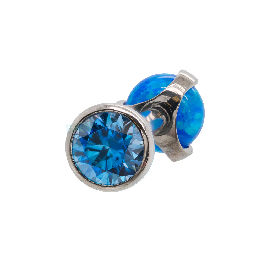 Faceted Gem & Opal Ball in Prongs Tongue Barbell - custom color combos - Image 13
