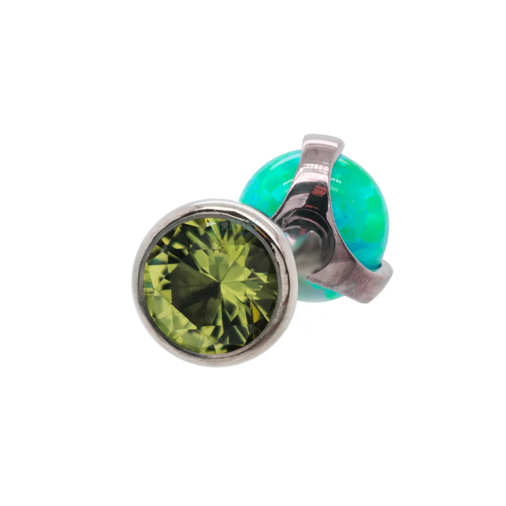 Faceted Gem & Opal Ball in Prongs Tongue Barbell - custom color combos - Image 15