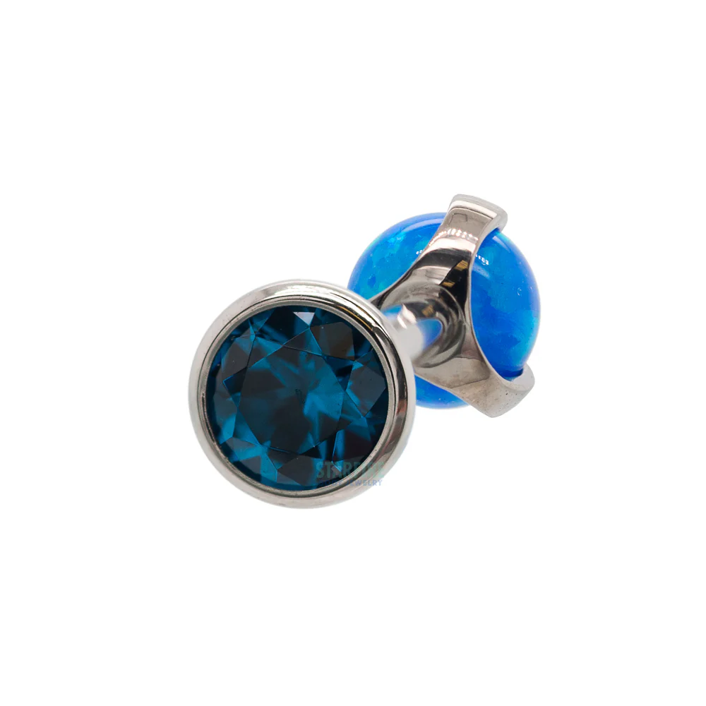 Faceted Gem & Opal Ball in Prongs Tongue Barbell - custom color combos - Image 18