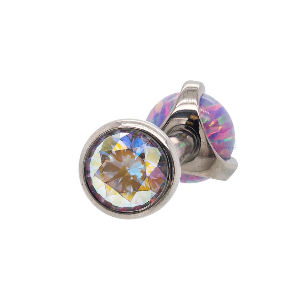 Faceted Gem & Opal Ball in Prongs Tongue Barbell - custom color combos - Image 19