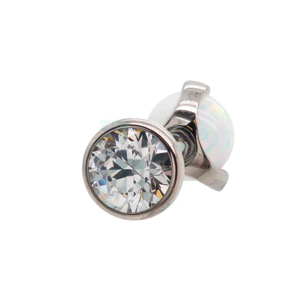 Faceted Gem & Opal Ball in Prongs Tongue Barbell - custom color combos - Image 6