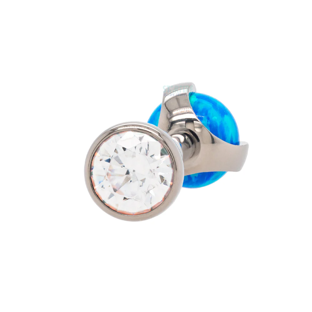 Faceted Gem & Opal Ball in Prongs Tongue Barbell - custom color combos - Image 7