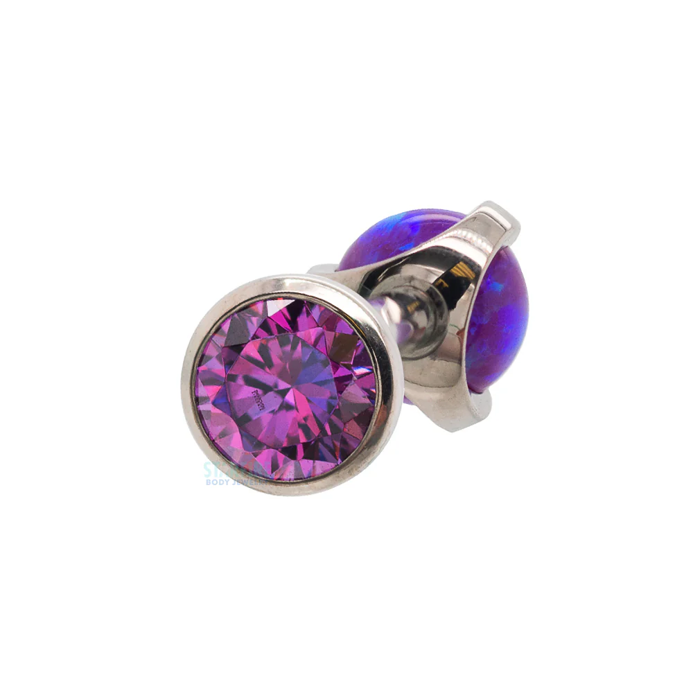 Faceted Gem & Opal Ball in Prongs Tongue Barbell - custom color combos - Image 8