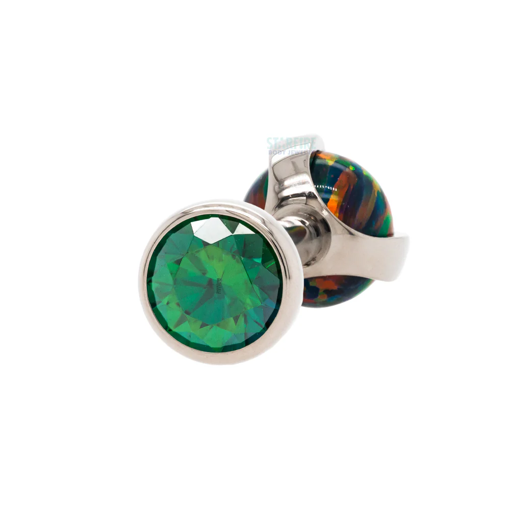 Faceted Gem & Opal Ball in Prongs Tongue Barbell - custom color combos - Image 9