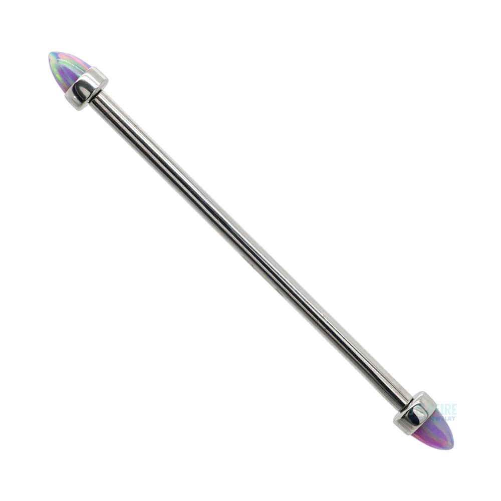Opal Bullet in Bezel Industrial Barbell - Image 10