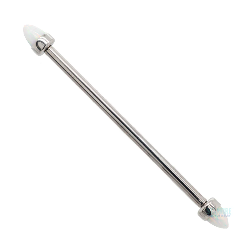 Opal Bullet in Bezel Industrial Barbell - Image 4