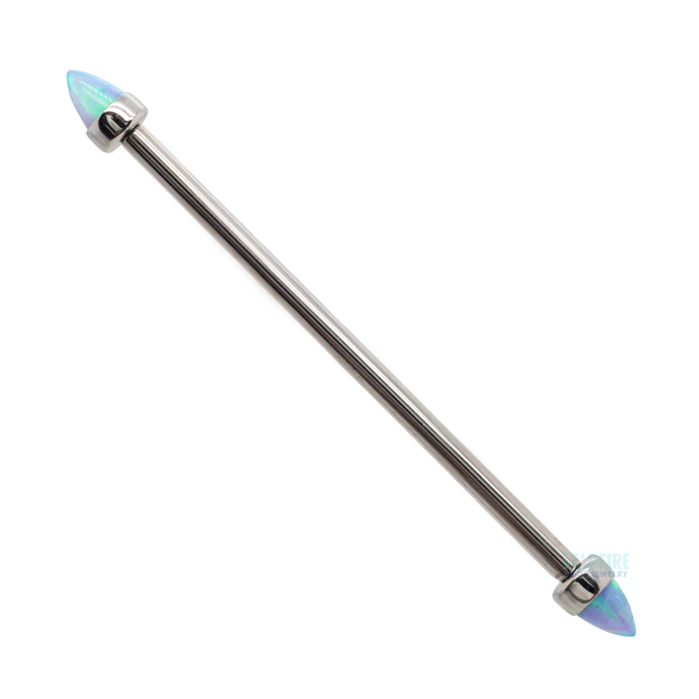 Opal Bullet in Bezel Industrial Barbell - Image 5