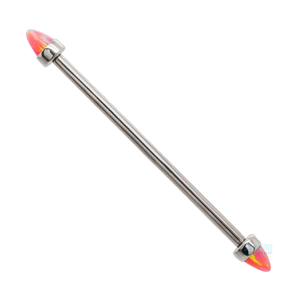 Opal Bullet in Bezel Industrial Barbell - Image 6