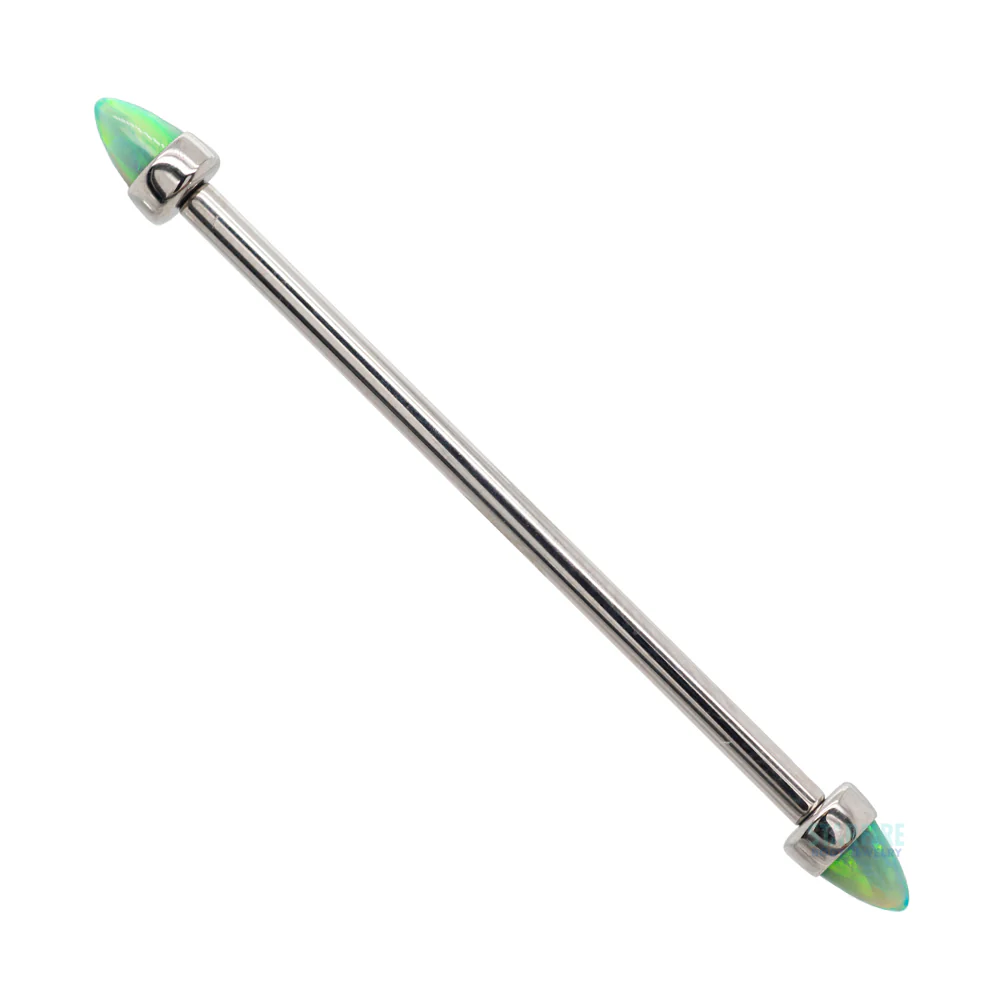 Opal Bullet in Bezel Industrial Barbell - Image 8
