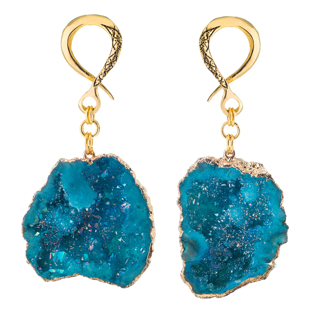 Crossovers with Gold Plated Dyed Agate Druzy Geode Weights - Image 2
