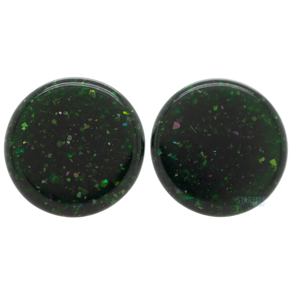 Mayan Style Stone Plugs - Green Goldstone - Image 3