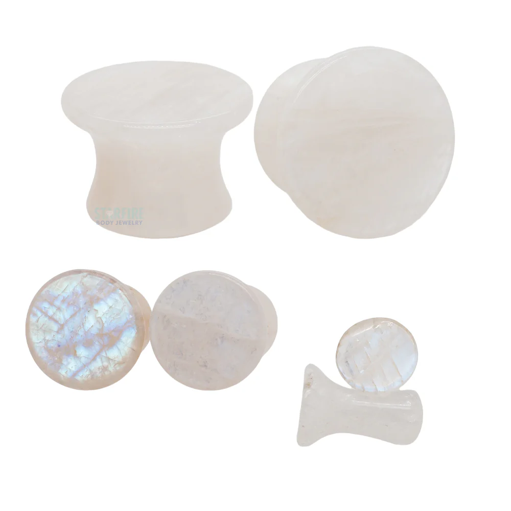 Mayan Style Stone Plugs - Moonstone