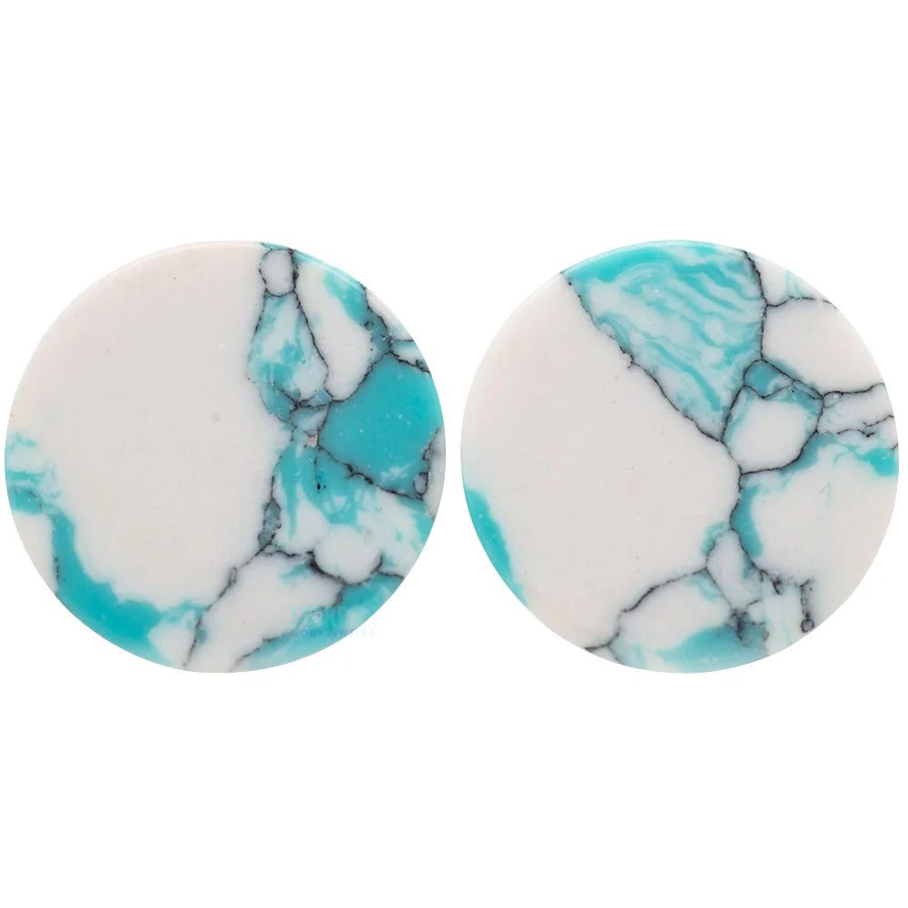 Mayan Style Stone Plugs - Ocean Wave Turquoise - Image 2