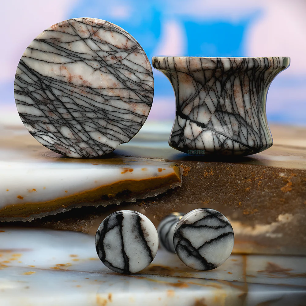 Mayan Style Stone Plugs - Picasso Jasper - Image 2